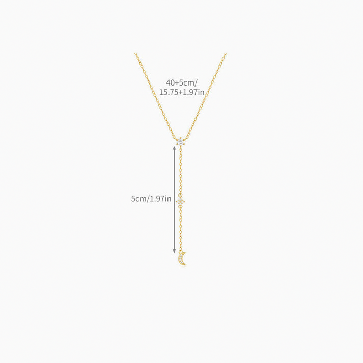 Moon Drop Diamond Lariat Necklace - Gold