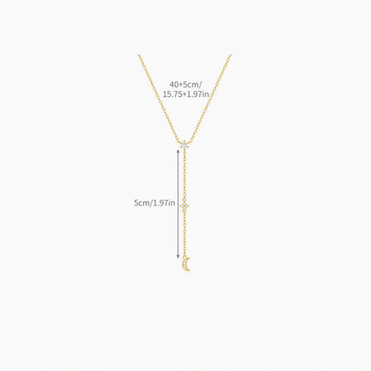 Moon Drop Diamond Lariat Necklace - Gold